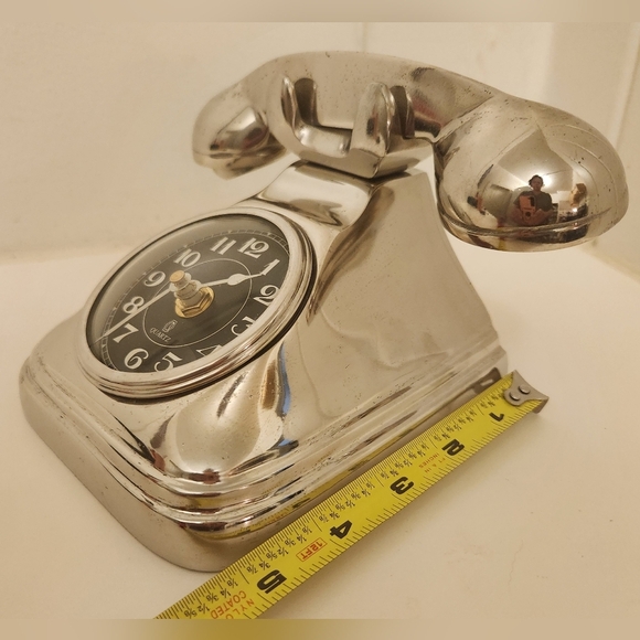 Analog Telephone Clock Silver Tone SO FUN! - Picture 3 of 6